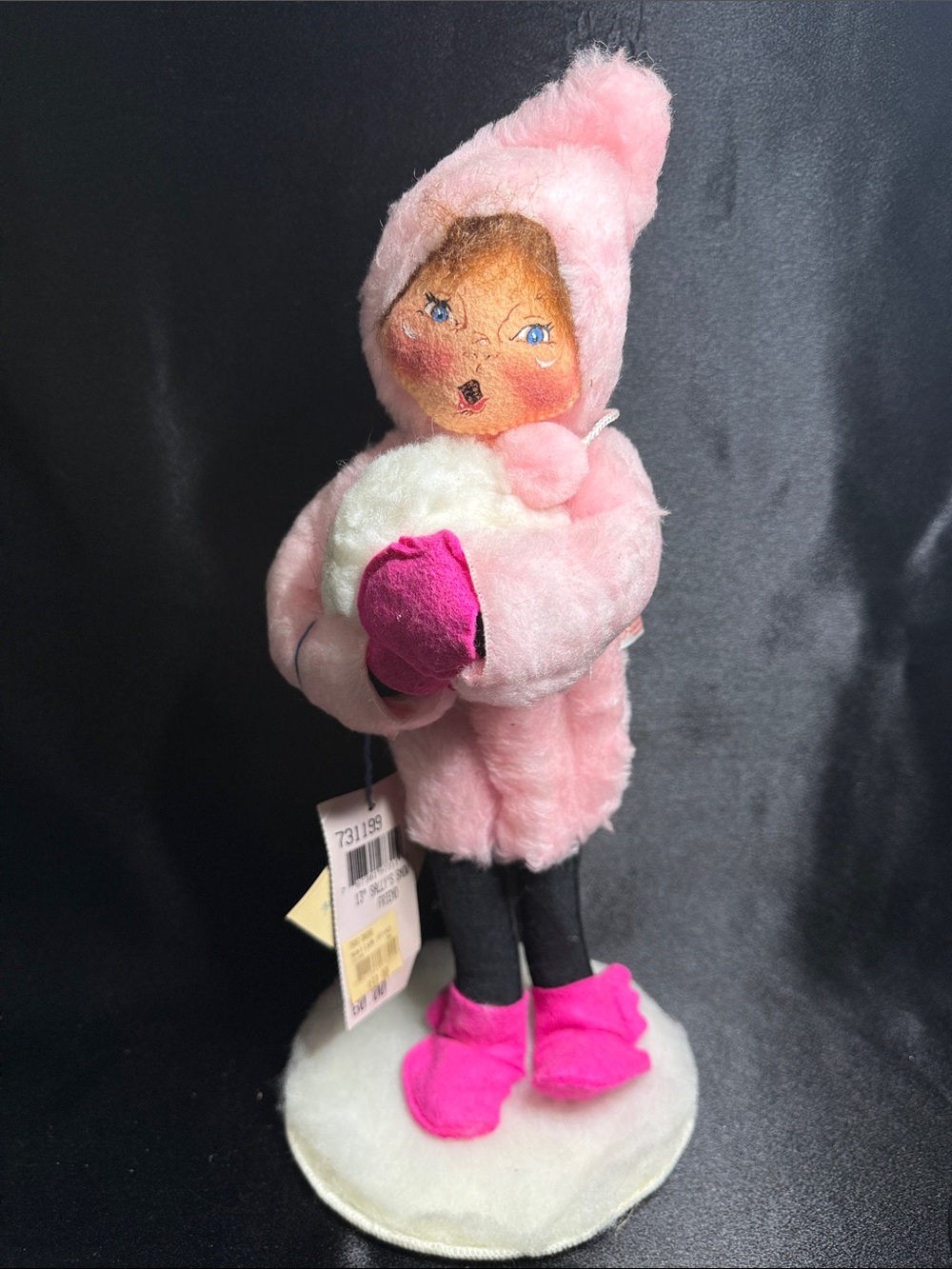 Annalee Pink Plush Girl Building a Snowman